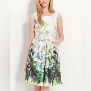 Kate Spade Jillian Cream & Green Floral Bow Dress ~ Sz 6